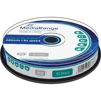 MediaRange Оптичен носител DVD+R D. L. 8.5Gb, MediaRange MR466, 8x, 10бр (MR466)