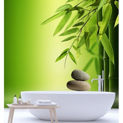 Gario Fototapeta Bambusové listy na zelenom pozadí Materiál: Vliesová, rozmery 100 x 100 cm