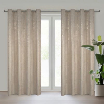 Eurofirany Záves 140x250 cm zamatový tmavobéžový na kovové krúžky DARA