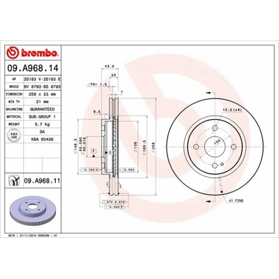 BREMBO brzdový kotúč 09.A968.11, súprava 2 ks