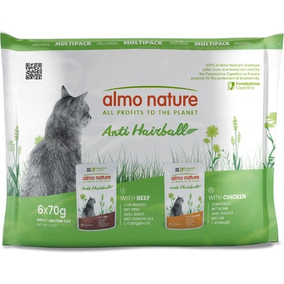Almo Nature Holistic Anti Hairball s kuřetem & s hovězím 24 x 70 g