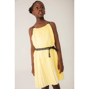 Image 1 of Boboli Плисирана рокля с колан за момиче в жълто Boboli