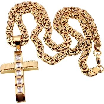 HARAHU Мъжка верижка с кръст DJ-38732 - Златна / 60cm KP38732 (DJ-38732)