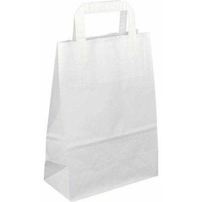 Papírová taška s plochým uchem 28 × 17 × 27 cm, 80 g - bílá