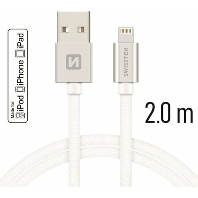 Swissten 71524303 USB / LIGHTNING MFi, 2m, stříbrný