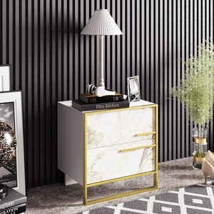 ASIR GROUP Нощно шкафче POLKA 51, 8x50 cм златисто/бяло (AS0655)
