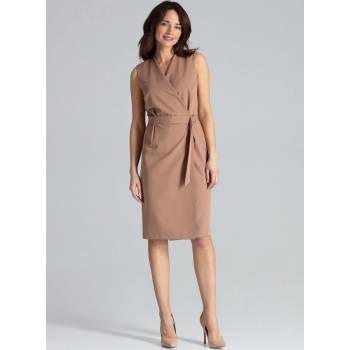 Elegantní šaty s opaskem L037 brown