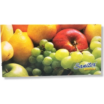 Sanitex салфетки в кутия, 2 пласта, Бели, Плодове, 100 броя