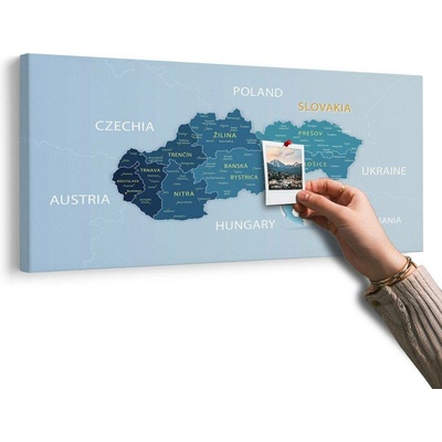 Obraz na korku elegantní mapa Slovenska v modrém - 200x100 metallic