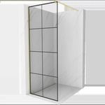 Mexen Kioto душ стена Walk-in 70 x 200 cm, черна решетка 8 mm, златиста четка - 800-070-101-55-77 (800-070-101-55-77)