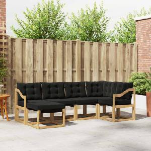 vidaXL Комплект дивани за открито 6 бр. Бяло и черно (3389654)