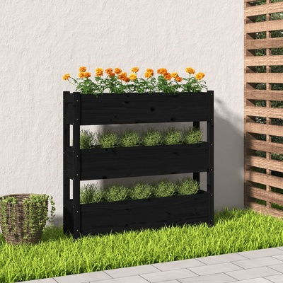 Petrashop Truhlík černý 112 x 25 x 104,5 cm masivní borové dřevo
