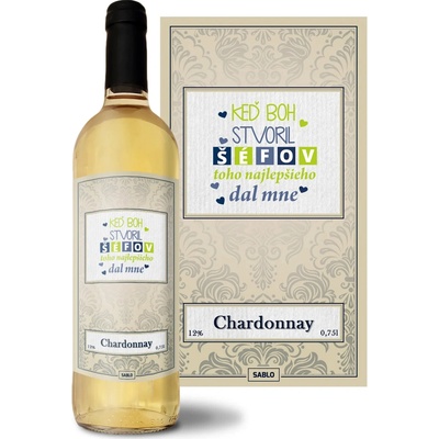Sablio Keď Boh stvoril šéfov Chardonnay biele suché víno 12 % 0,75 l (čistá fľaša)