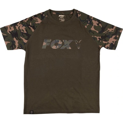 Fox Khaki Camo Raglan Chest Print T Shirt