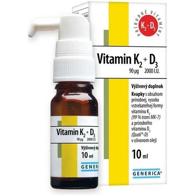 GENERICA Vitamin K2 90 µg a D3 2000 I.U. kapky 10 ml
