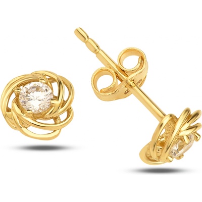 Lillian Vassago zlaté peckové náušnice růže se zirkony LLV95-GER005