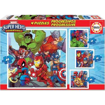 Image 1 of Educa - Puzzle 4v1 Marvel Super Heroe Adventures - 1 - 39 piese