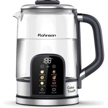 Rohnson Електрическа кана Rohnson - Color Touch R-7700, 2200W, 1.7 l, прозрачна/сребристa (R-7700)