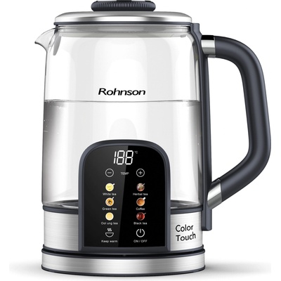 Rohnson Електрическа кана Rohnson - Color Touch R-7700, 2200W, 1.7 l, прозрачна/сребристa (R-7700)