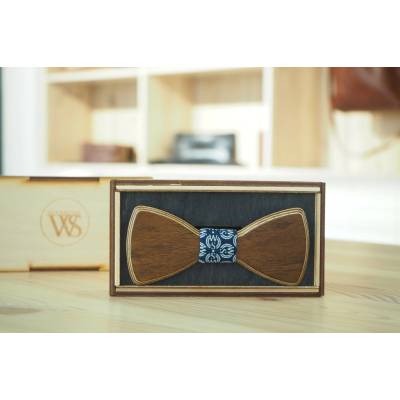 Wood Style Motýlek Kulatý WS Modrotisk Ořech