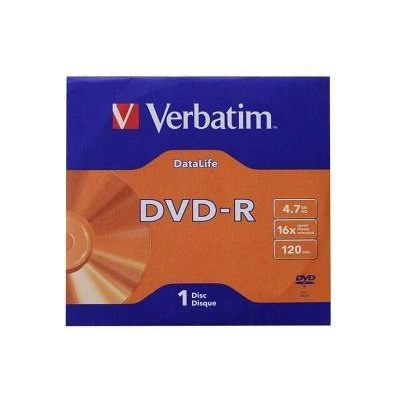 DVD-R диск Verbatim, 4.7 GB, 16x, AZO покритие, В картонена кутия, office1_2065200017