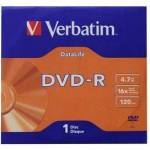 Verbatim DVD-R диск Verbatim, 4.7 GB, 16x, AZO покритие, В картонена кутия, office1_2065200017