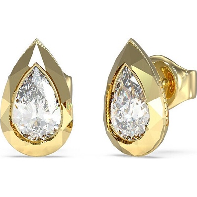 Guess Pozlátené náušnice Tear Drop 4G Light JUBE05247JWYGT/U číra, zlatá