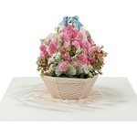 Kiriori 3d Поздравителна картичка "Кошница божури" / kiriori pop up