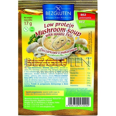 BEZGLUTEN Polévka PKU žampiónová s těstovinami nízkobílkovinná PKU 17 g