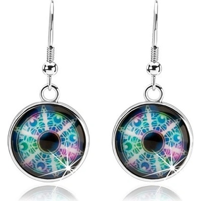 Šperky eshop cabochon stříbrná různobarevný kaleidoskop kruhy SP68.26