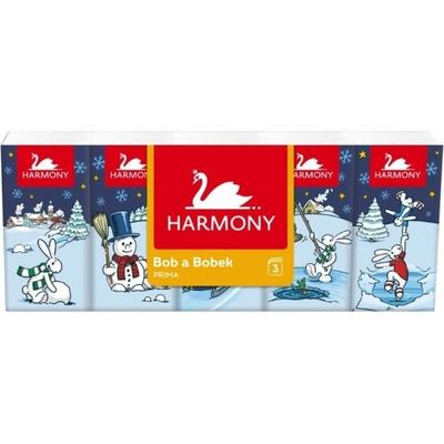 Harmony Prima papírové kapesníčky Bob & Bobek 3-vrstvé 10 x 10 ks