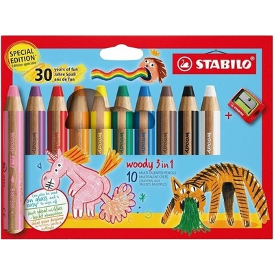 STABILO woody 3 in 1 - sada 10 ks s ořezávátkem / 30 years of fun
