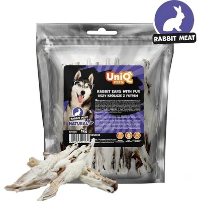 Uniq Pets Dog Snacks Natural Rabbit Ears with Fur натурални заешки уши с козина за кучета, 1 кг