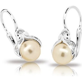 Náušnice detské strieborné s perličkou C2414-10 svetlošedá