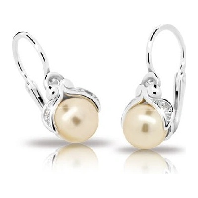 Náušnice detské strieborné s perličkou C2414-10 svetlošedá