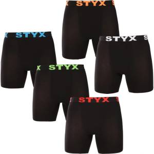 Styx Комплект от пет - мъжки боксерки Styx long спортна еластика черни Styx | Cheren | МЪЖЕ | XL