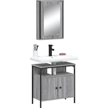 Image 1 of vidaXL Комплект мебели за баня от 2 части сив сонома инженерно дърво (3214778)