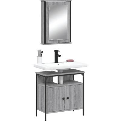 vidaXL Комплект мебели за баня от 2 части сив сонома инженерно дърво (3214778)