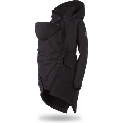 Těhotenská softshellová parka kabát 5v1 na nošení dětí Black