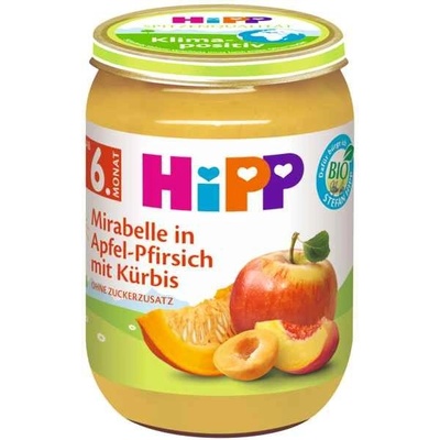 Hipp Bio jablko broskyňa mirabelky maslová dyňa detský príkrm 190 g
