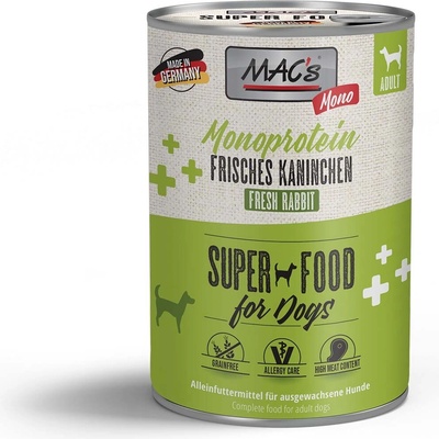 MAC's Adult Dog Mono čerstvé králičí maso 6 x 400 g