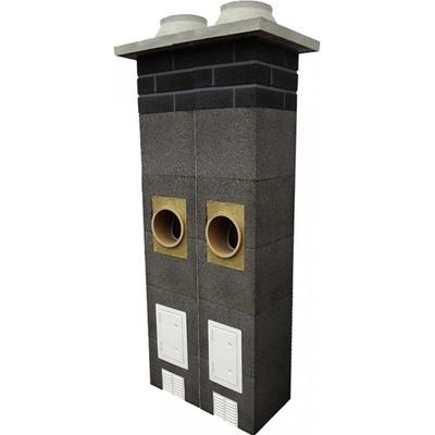 KomínyCZ Dvojprieduchový komínový systém ⌀200-160 45° 7,2m TOP 1m čierne prstence