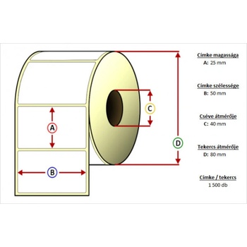 Value Етикет от хартия на ролки 25x50mm 1500 бр. /ролка