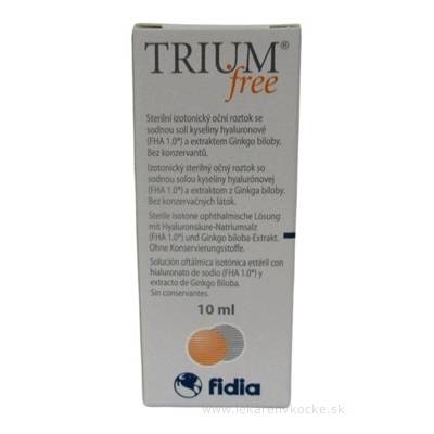 TRIUM free očné kvapky s obsahom kyseliny hyaluronóvej a extraktu z Ginko biloby (inov. 2022) 1x10 ml