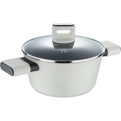 BERGNER Kastrol s poklicí s nepřilnavým povrchem LINES 20 cm šedobílá BG-56091-GY