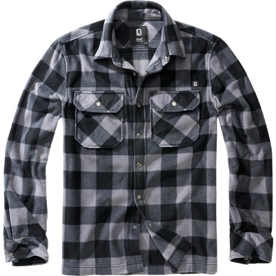 Brandit košele Jeff Fleece shirt long sleeve čierno-šedá