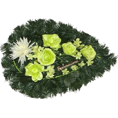 Ikebana dušičky zelené ruže krémová chryzantéma Spomíname 56 cm