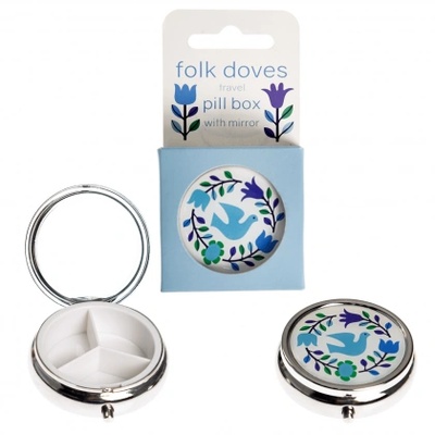 Rex London - Метална кутийка за хапчета с огледалце - Фолклорни гълъби (28241)