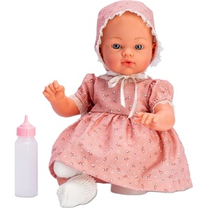 Asi Dolls Кукла Asi Dolls - Бебе Коке, с розова рокля с флорални мотиви и шапка, 36 cm (0407400)