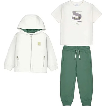 Mayoral Анцуг 3части суичър и тениска в бяло със зелен спортен панталон за мини момче Mayoral